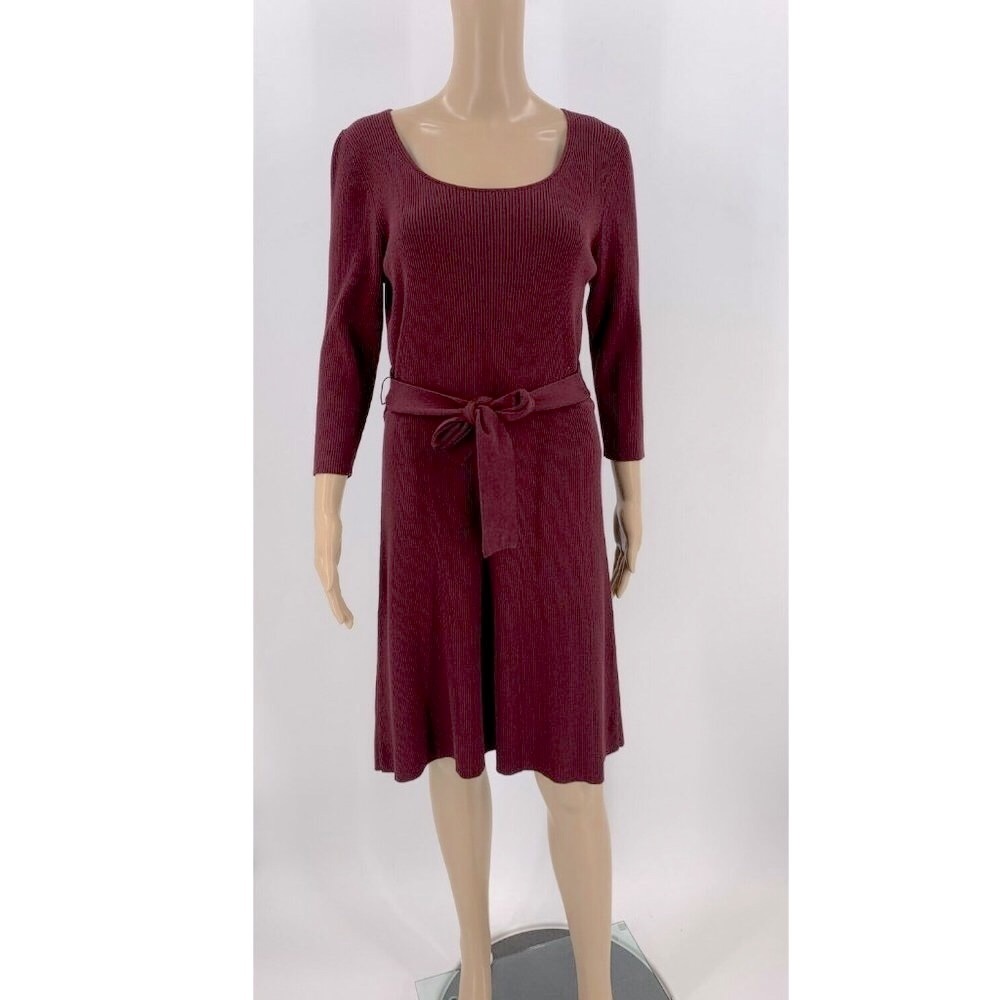 NWOT ANN TAYLOR burgundy Knit Dress Ribbed Sweater A-line Stretch XXSP